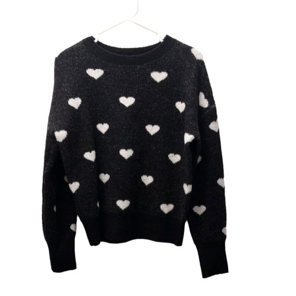 RW & CO cute Love hearts print Sweater sz  Small in Black - Picture 3 of 5